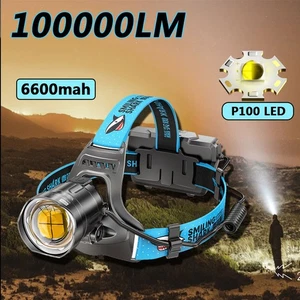 100000LM LED Headlamp Rechargeable Headlight Zoomable Head Torch Lamp Flashlight - Picture 1 of 10