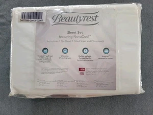NEW Beauty Rest Nova Cool Cooling Bed Sheets Set King Retired Beautyrest White - Picture 1 of 7