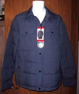 NWT 32 Degrees Heat Men’s Dark Denim Ultra Light Down Shirt Jacket Size Medium - Image 1 of 4