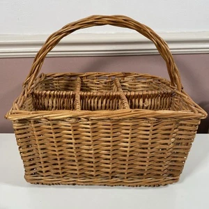 Wicker Wine Bottle Basket 6 Compartment 13" L x 10" W x 14” H Including Handle - Picture 1 of 8