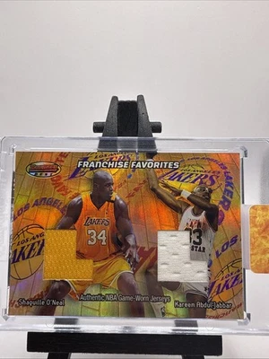 2001 Bowman Franchise Favorites Los Angeles Lakers Shaq & Kareem Game Worn Patch - Image 1 of 2