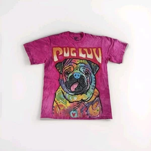 Pug Luv The Mountain 2015 Pink Tie-Dyed Hippie Short Sleeve T-Shirt Size Small - Picture 1 of 10