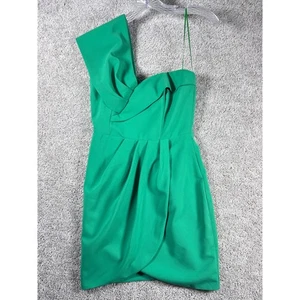 Vestido de cóctel drapeado con un hombro verde rubí y perla para mujer talla M - Imagen 1 de 11