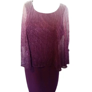 Ignite Evenings Purple Ombre Glitter Sheath Dress 16 With Sheer Cape Overlay - Picture 1 of 8