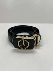 Mercedes Benz Belt Buckle Belt 50" 125cm Gold on Black - Bild 1 von 16