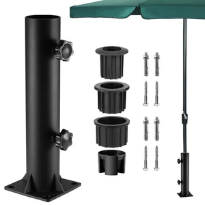 Enhanced Deck Umbrella Mount Outdoor, in Wood Ground Flag Pole Holder, Bolt D... - Picture 1 of 7