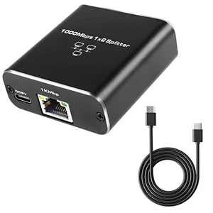 1000Mbps RJ45 Ethernet Splitter 1 to 2 Out Network Splitter With USB Power Cable - Afbeelding 1 van 21