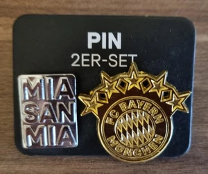 FC BAYERN MÜNCHEN PIN 2er-Set MIA SAN MIA und Vereinsabzeichen gold 5 Sterne NEU - Bild 1 von 1