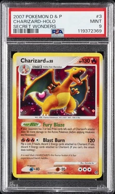 2007 POKEMON DIAMOND & PEARL SECRET WONDERS #3 CHARIZARD-HOLO PSA 9 - Image 1 of 2