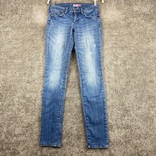 H&M Sqin Skinny Denim Jeans Women's Size 26 Blue Low Rise 5-Pocket Whisker Faded