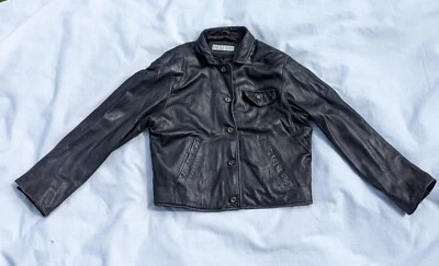 Womens Grunge Leather Motorcycle Jacket Distressed SIZE 14 Foto 1 de 4