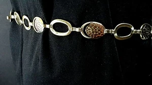 Cinturón de eslabones de cadena ovalados de metal martillado tono plata para mujer 19bb4-55 - Imagen 1 de 6