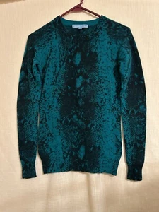 Suéter Antonio Melani 100% Cachemira Talla XS Estampado Piel de Serpiente Verde Negro - Imagen 1 de 8