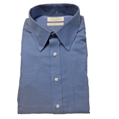 ROUNDTREE & YORKE Men Gold Label Shirt Dress Royal Oxford Blue No Iron 16/33 NWT - Image 1 of 3