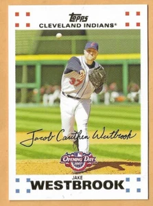 JAKE WESTBROOK CLEVELAND INDIANS #3 - TOPPS DÍA DE APERTURA DORADO CASI NUEVO-COMO NUEVO 2007 - Imagen 1 de 2