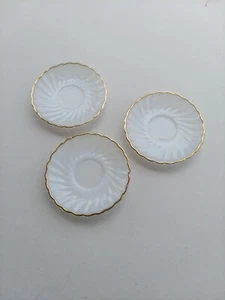 Anchor Hocking Fire King 6” Milk Glass Plates Set of 3, Gold trim. - Picture 1 of 4