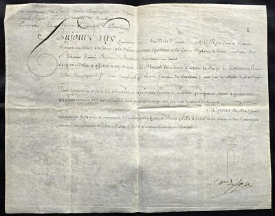 KING LOUIS XVI SIGNED LIEUTENANT NOMINATION IN ROYAL REGIMENT OF CRAVATES 1784 - Image 1 of 4