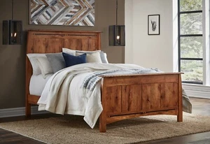 IN STOCK - Amish Luxury Mission Arts & Crafts Boulder Creek Solid Wood Bed - Picture 1 of 3