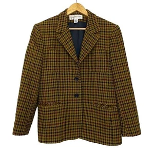 Vintage 90er 100 % reine Wolle Gingham wattiert Academia College adretter Blazer 12 - Bild 1 von 11