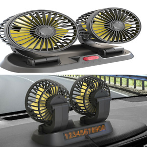 Car Dual Head Fans Portable Dash Cooling Fan foldable Black Fit For Truck SUV
