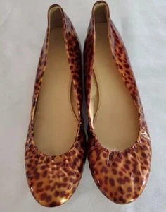 J. Crew sz 9.5M Tortoise Cece Patent Leather Ballet Flats Leopard Italy 49254 - Picture 1 of 9