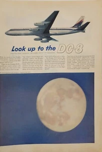 1959 Douglas DC8 Jetliner Look Up The Moon Hangs Low Stratosphere Vtg Print Ad - Picture 1 of 1