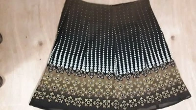 Falda forrada acampanada geométrica marrón para mujer de Liz & Co. Talla 16 Foto 1 de 4