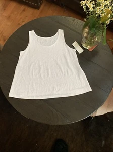 NWT Eileen Fisher White Organic Linen Scoop Neck Jersey Tank Size XXS - Picture 1 of 7