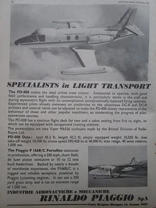 9/1968 PUB PIAGGIO DOUGLAS PD-808 P166 PORTOFINO AIRCRAFT AVION FLUGZEUG AD - Imagen 1 de 1
