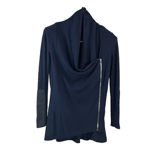 Chaqueta para mujer Red 23 mangas de cuero azul asimétrica cremallera capucha cuello talla XS - Imagen 1 de 9