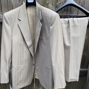 Pal Zileri Gruppo Forall Tan Wool Italy Suit 2 pc Size 56 Pink striped 40x30