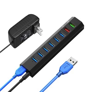 Powered USB 3.0 Hub 8 Ports High Speed USB 3.0 Hub Splitter with 36W Power Ad... - Picture 1 of 8