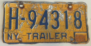 Remolque vintage con matrícula del estado de Nueva York 1978 - # H-94318 - garaje/mancave - Imagen 1 de 6