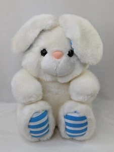 A&A White Rabbit Plush Blue Stripes 9 Inch Stuffed Animal Toy - Picture 1 of 10