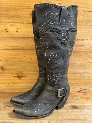 CORRAL G1117 GRAY PICASSO LEATHER SNIP TOE COWGIRL BOOTS Women's Size US 7 M - Image 1 of 4