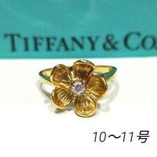 Tiffany & Co Vintage 18k Yellow Gold Diamond Dogwood Flower Ring US 5.5 Boxed