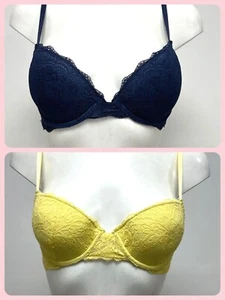 Ex M&S NEW Ladies Wired Padded Lace Bra 2 Colours Size 32B - Picture 1 of 10