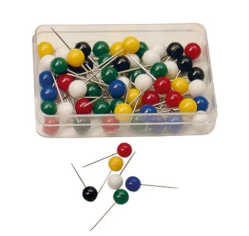 100 Pinnwandnadeln Landkartennadeln Markierungsnadeln Soennecken farbig sortiert