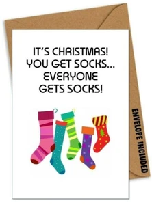 Funny Socks Christmas Card Xmas Wife Mum Dad Sister Brother Daughter Son /DX - Picture 1 of 1