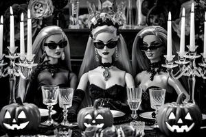 Barbie Halloween Stampa Wall Art Immagini Festa Gotica 8x11" Decorazione Bianco e Nero - Foto 1 di 6