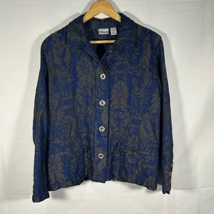 Chico's Women's Floral Print Button Down Long Sleeve Jacket Top Size 3 - Picture 1 of 10