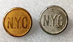 2 Vintage NYC New York Central Railroad Messing & Blech Schaffner Uniform Zug Knöpfe - Bild 1 von 4