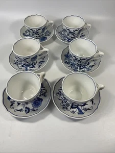 Set Of 6 Vintage Blue Danube China Tea Cups And Saucers Japan - Picture 1 of 7