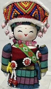 Asian Ethnic Minority Wood Doll Traditional Costume 5" Tall - Picture 1 of 8