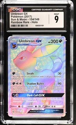 2017 Pokemon Umbreon GX 154/149 Sun Moon Base Set Holo Rainbow Rare CGC 9 - Image 1 of 2