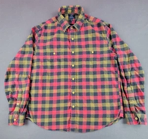J Crew Men's Large Red/Green Plaid Flannel Button-Up Long Sleeve Shirt - Picture 1 of 10