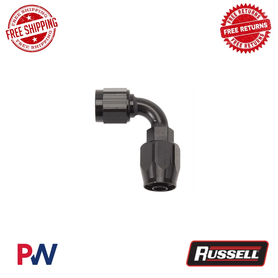 Extremo giratorio Russell de aluminio negro flujo completo -4 AN 1/2" radio extremos de manguera 610155 Foto 1 de 2