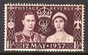 1937 1½d CORONATION BIRCH CONSTANT VARIETY. F.USED. SG 461 - Picture 1 of 2