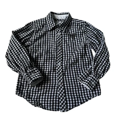 Guess Black/White Checked Collared Button Up Shirt Boy's Size Medium (5-6)  4-12 - Image 1 of 4