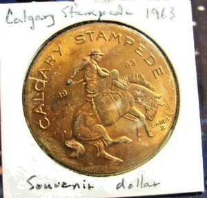1963--- Canada Calgary Stampede Brass Souvenir Dollar - Picture 1 of 2
